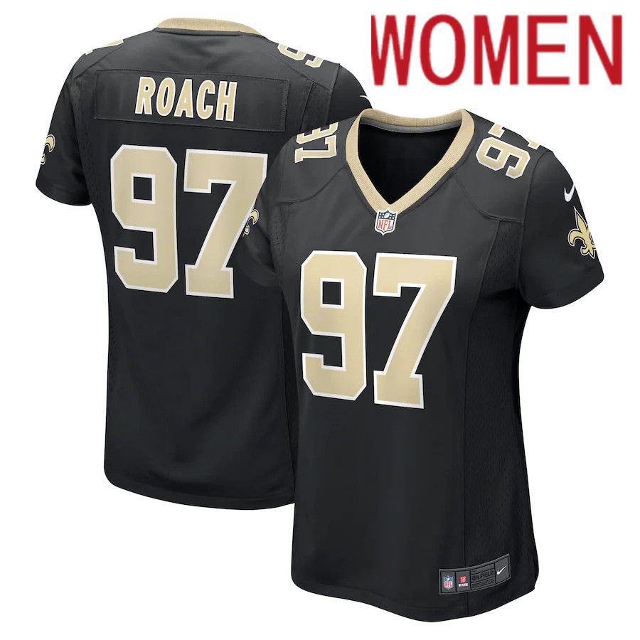 Women New Orleans Saints 97 Malcolm Roach Nike Black Team Game NFL Jersey